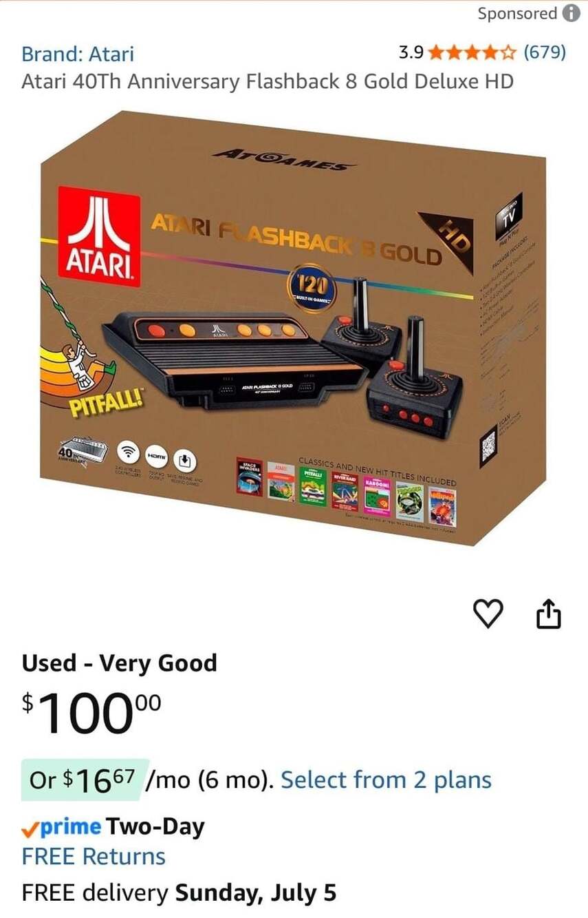 AtGames Atari Flashback 8 Gold Deluxe HD Video Game Console with 120 Built-in Ga